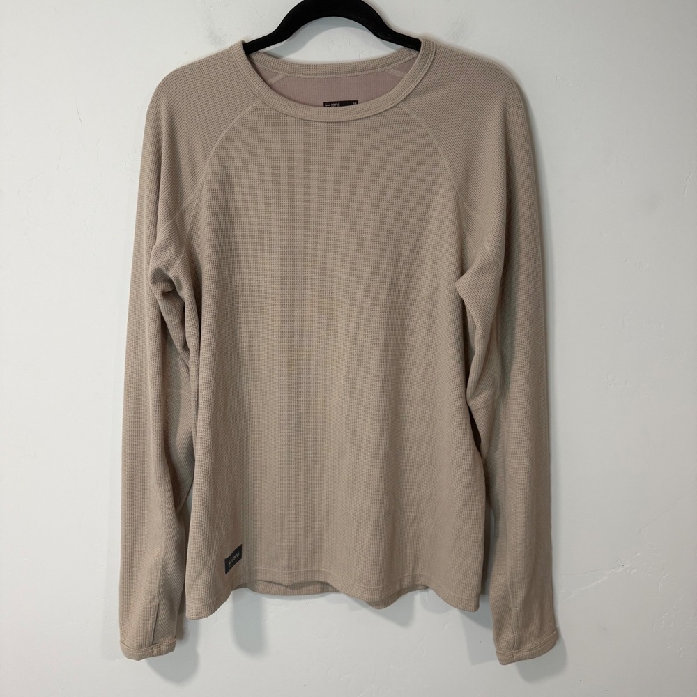 Janji Mens Waffleloft Long Sleeve Shirt M Tan Excellent Running Thumbholes